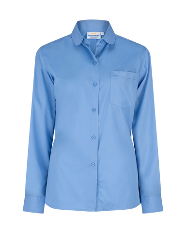 BA Essentials Long Sleeve Blouse with Peterpan Collar - Shaped Fit - Vic Blue